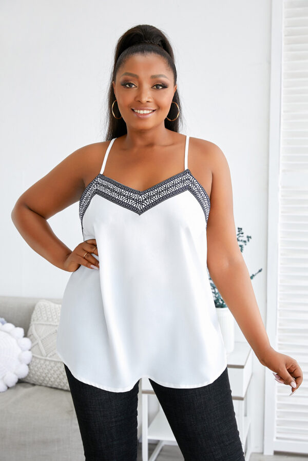 Plus Size White Camisole with Adjustable Straps for immediate delivery and pickup