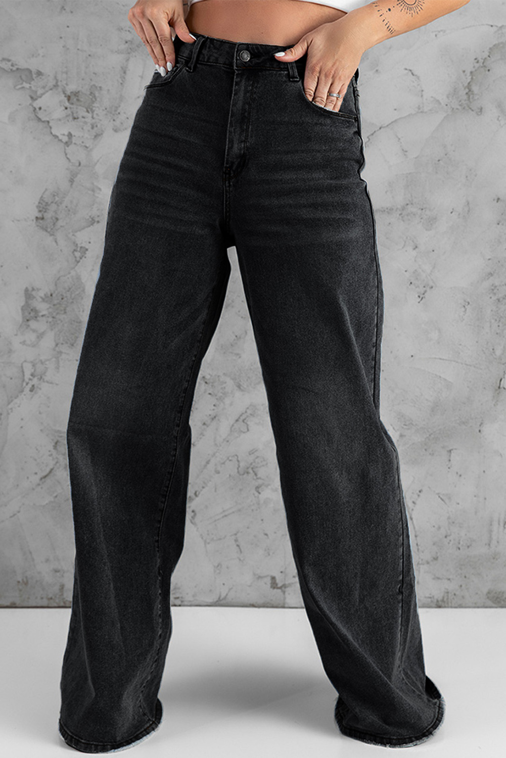 Black Vintage Wide leg Jeans