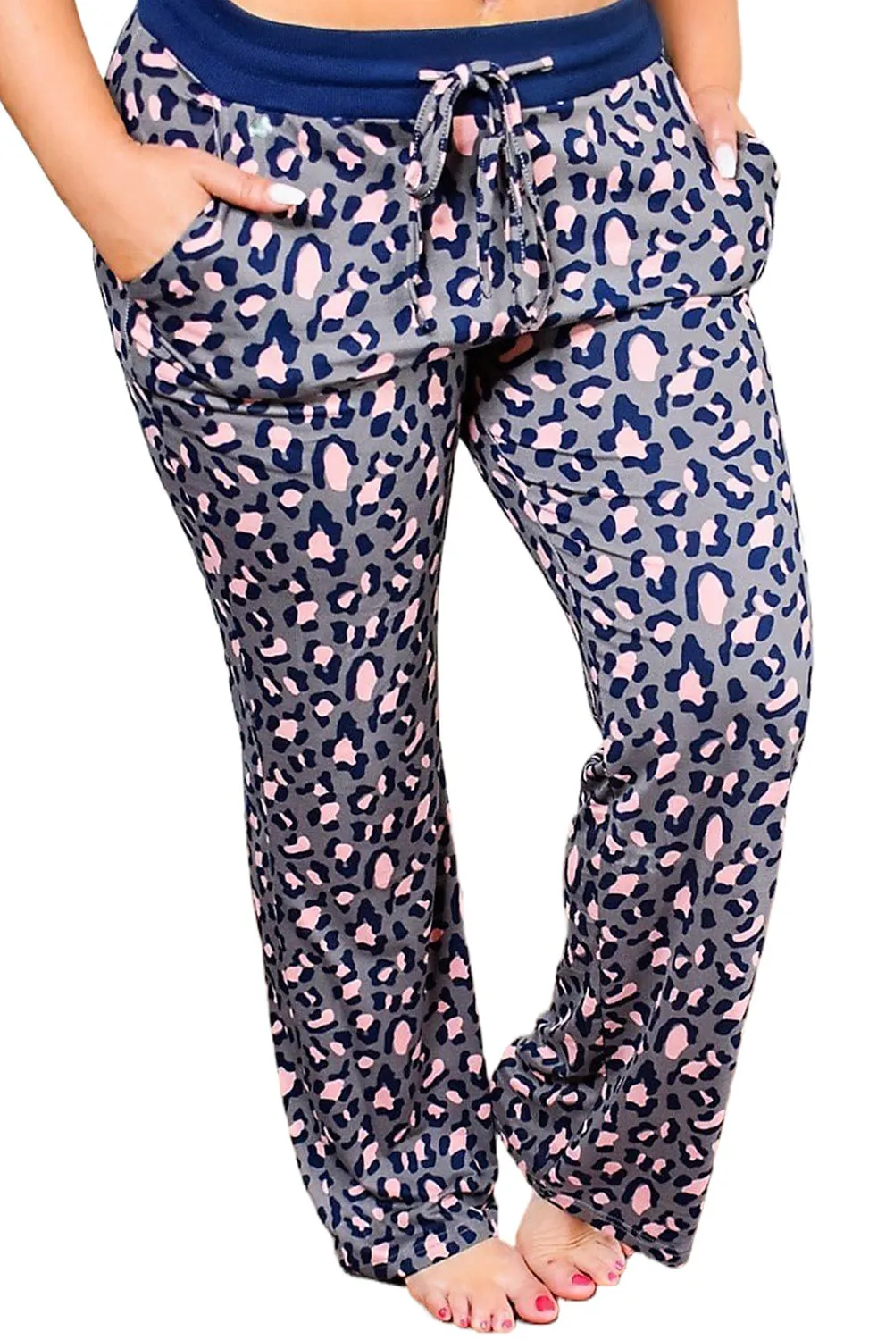 Multicolored leopard print plus size pants